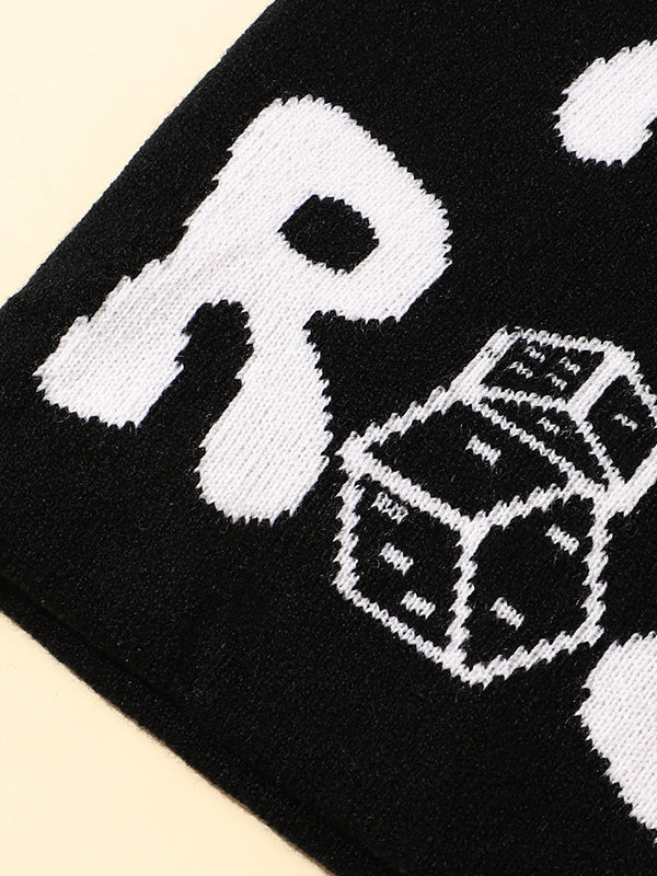 Contrast Color Letter Dice Print Beanie Hat