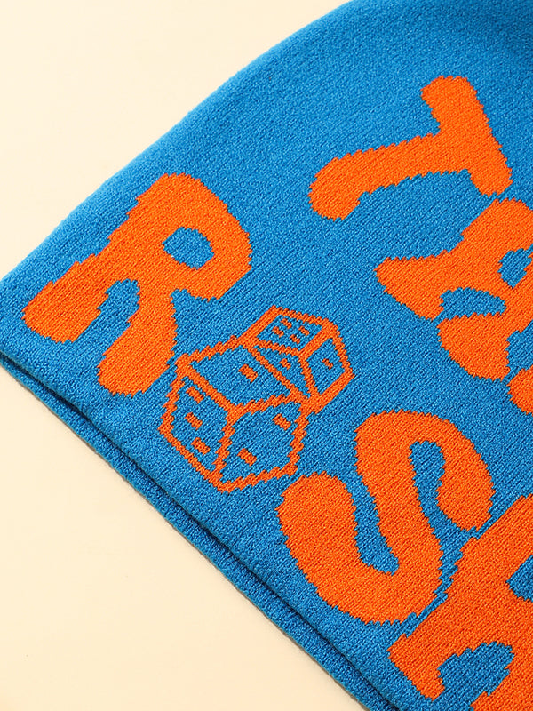 Contrast Color Letter Dice Print Beanie Hat