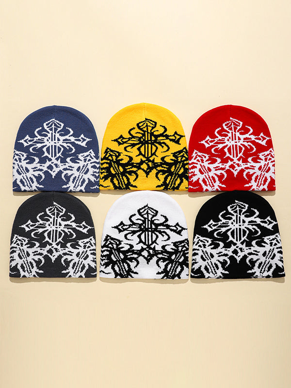 Hip Pop Cross Print Beanie Hat