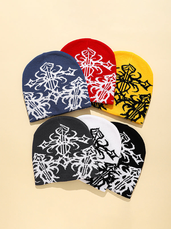Hip Pop Cross Print Beanie Hat