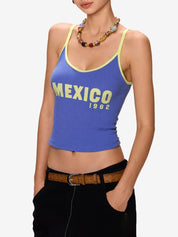 Contrast Color Letter Print Cami Top