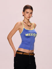 Contrast Color Letter Print Cami Top
