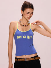 Contrast Color Letter Print Cami Top