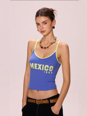 Contrast Color Letter Print Cami Top