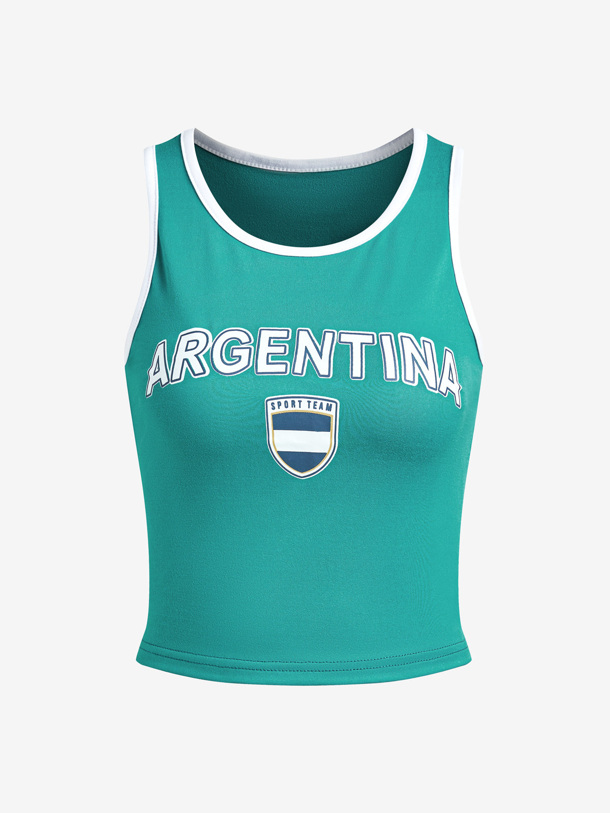 Contrast Color Letter Embroidery Crop Tank Top