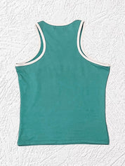 Contrast Color Letter Embroidery Crop Tank Top