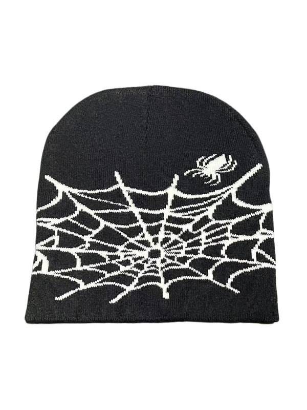 Spider Web Jacquard Warm Beanie Hat
