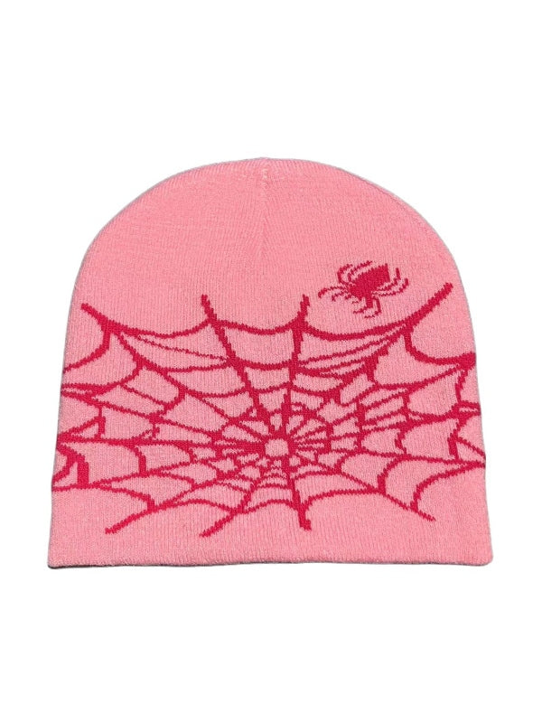 Spider Web Jacquard Warm Beanie Hat