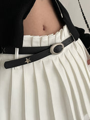 Black Star Embellished Thin Buckle Belt