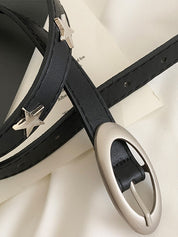 Black Star Embellished Thin Buckle Belt