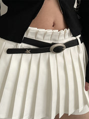 Black Star Embellished Thin Buckle Belt