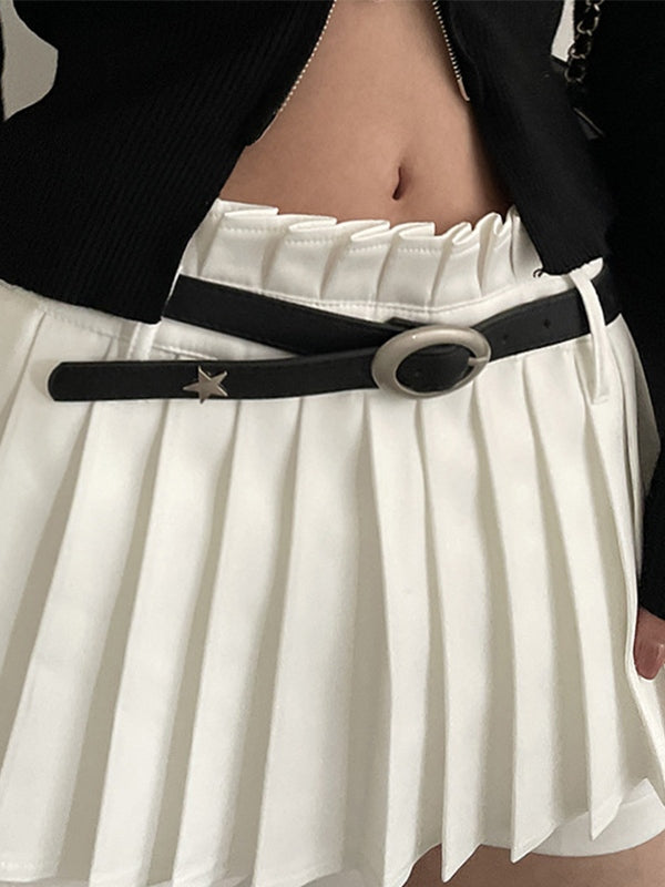Black Star Embellished Thin Buckle Belt