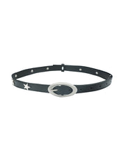 Black Star Embellished Thin Buckle Belt