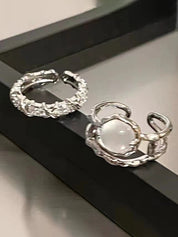 2pcs Fairycore Moonstone Diamond Cuff Ring