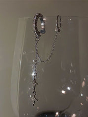 Shiny Star Pendant Chain Link Cuff Earring