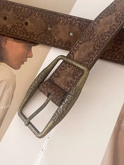 Tribal Distressed Print Buckle Belt