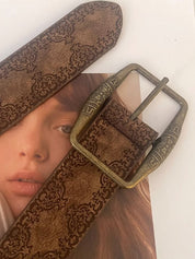 Tribal Distressed Print Buckle Belt