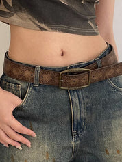 Tribal Distressed Print Buckle Belt