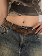 Tribal Distressed Print Buckle Belt