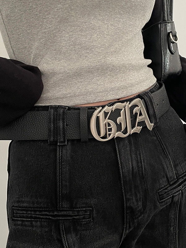 Street Metal Letter Buckle Belt
