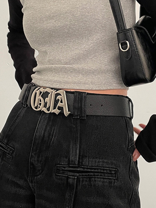 Street Metal Letter Buckle Belt