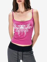 Contrast Color Butterfly Print Cami Top