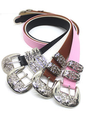 Engraved Cutout Cross Buckle Belt