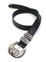 Engraved Cutout Cross Buckle Belt