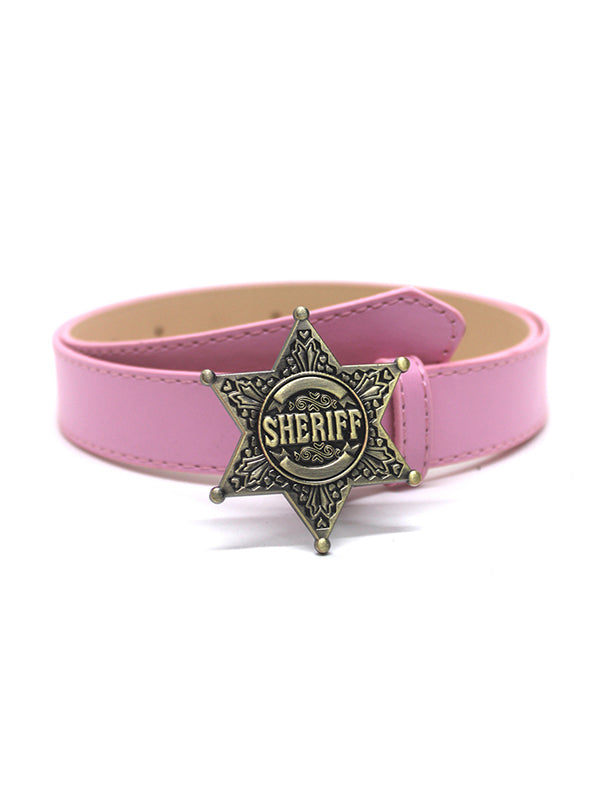 Engraved Hexagonal Star Buckle Belt