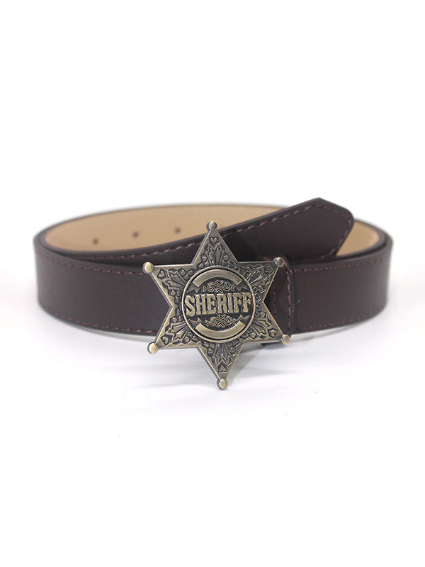 Engraved Hexagonal Star Buckle Belt