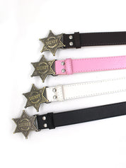 Engraved Hexagonal Star Buckle Belt