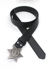 Engraved Hexagonal Star Buckle Belt