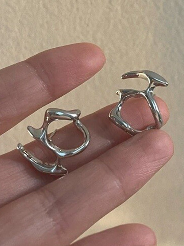 Irregular Liquid Metal Cutout Stud Earring