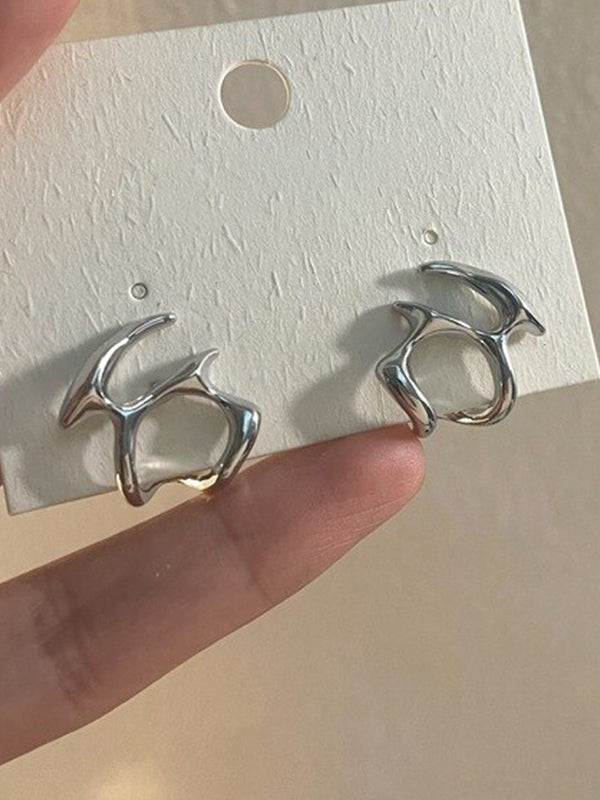 Irregular Liquid Metal Cutout Stud Earring