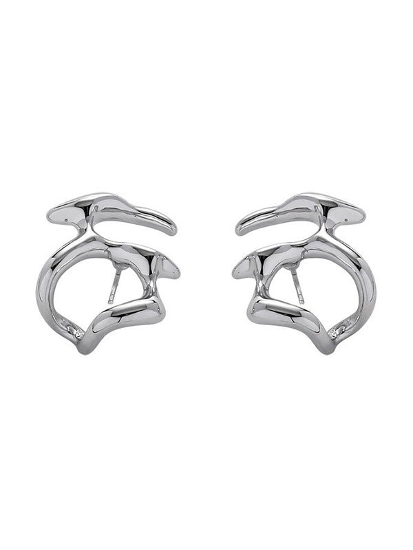 Irregular Liquid Metal Cutout Stud Earring