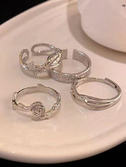 4pcs Thorn Rose Vine Cuff Ring Set