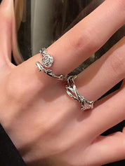 4pcs Thorn Rose Vine Cuff Ring Set