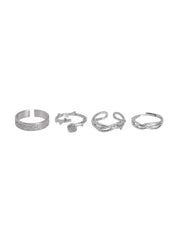 4pcs Thorn Rose Vine Cuff Ring Set