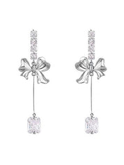 Bow Zircon Pendant Drop Earring