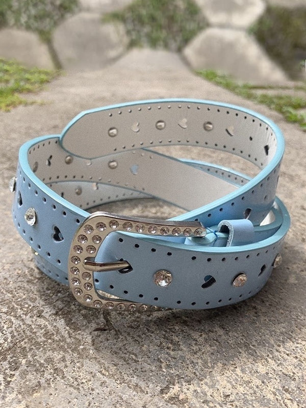 Y2K Heart Cutout Shiny Rhinestone Buckle Belt