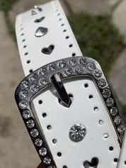 Y2K Heart Cutout Shiny Rhinestone Buckle Belt