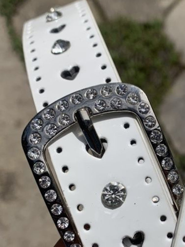 Y2K Heart Cutout Shiny Rhinestone Buckle Belt