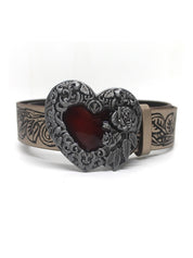 Gothic Embossed Engraved Heart Buckle Belt