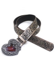 Gothic Embossed Engraved Heart Buckle Belt