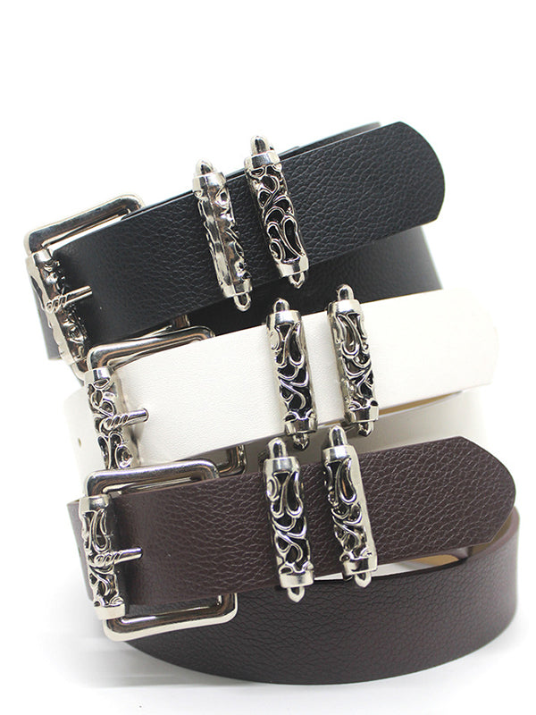 Punk Engraved Roller Buckle Belt