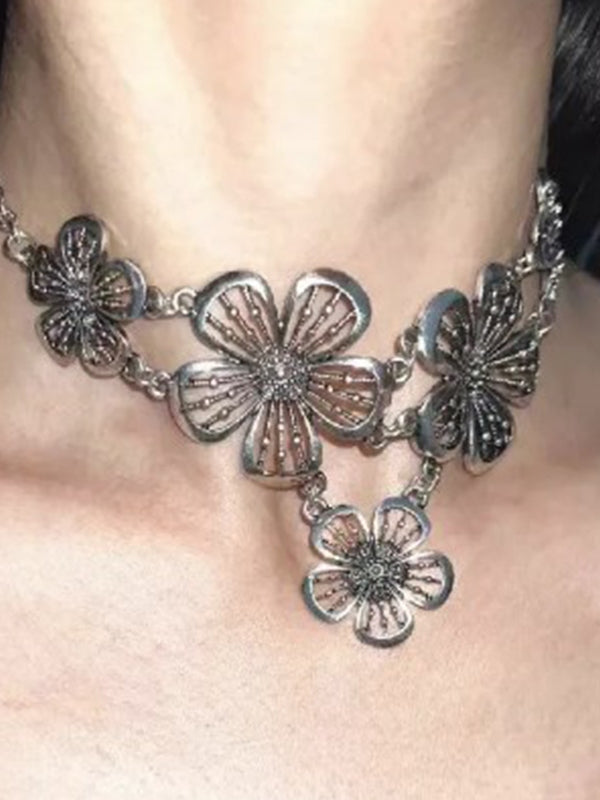 Vintage Hollow Out Flower Necklace