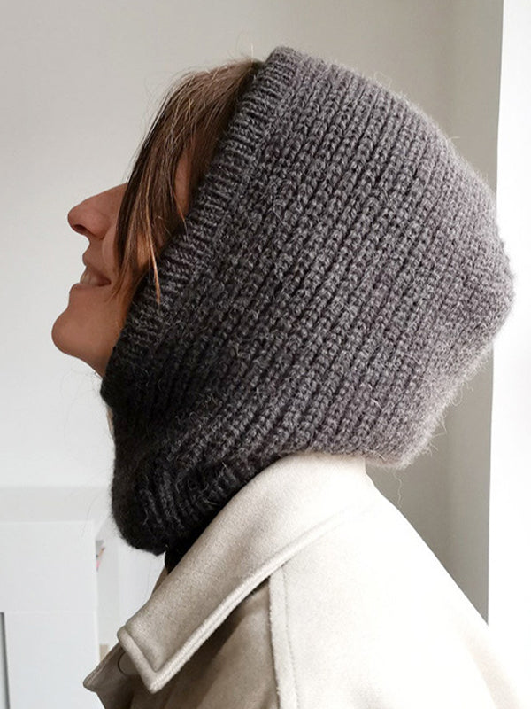 Solid Integrated Ear Protection Pullover Knitted Hat