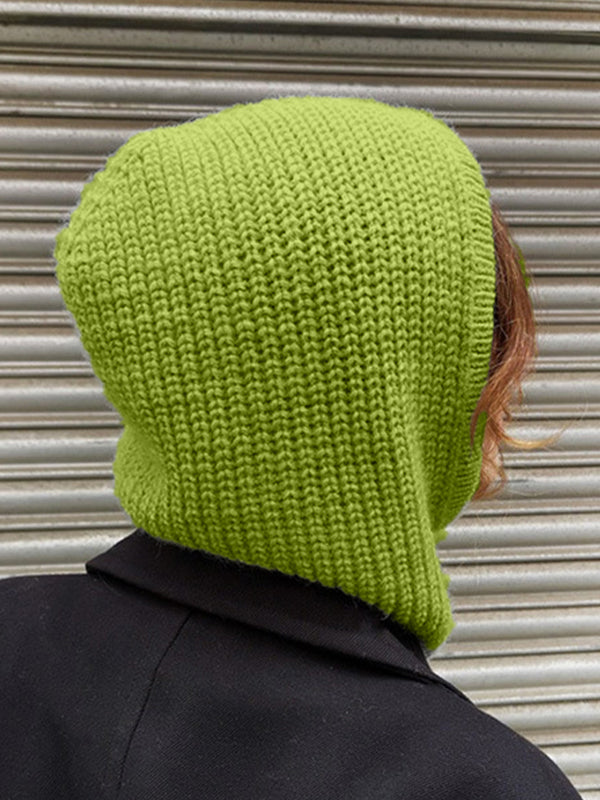 Solid Integrated Ear Protection Pullover Knitted Hat