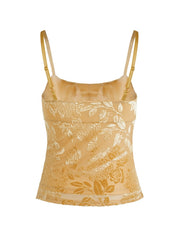 Velvet Floral Jacquard Bow Decor Cami Top