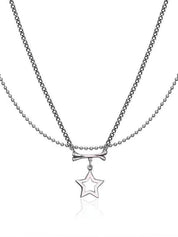 Double Layered Cutout Star Bone Charm Necklace